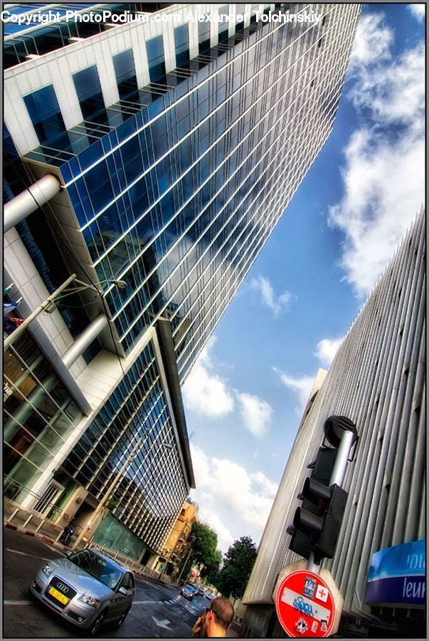 Building, City, High Rise, Car, Sports Car, Vehicle, Downtown