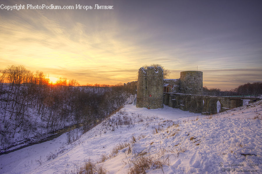 Architecture, Castle, Fort, Frost, Ice, Outdoors, Snow