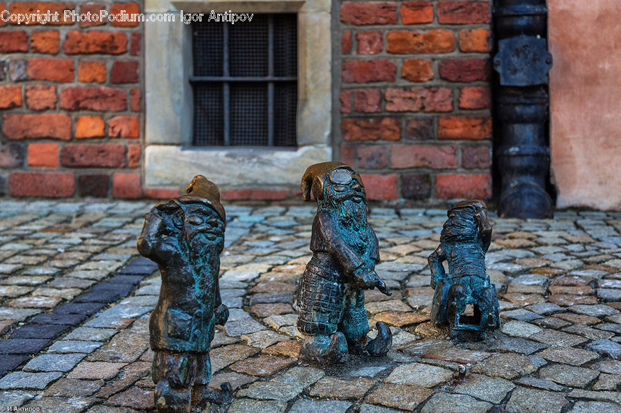 Art, Brick, Gargoyle, Statue, Hydrant, Cobblestone, Pavement