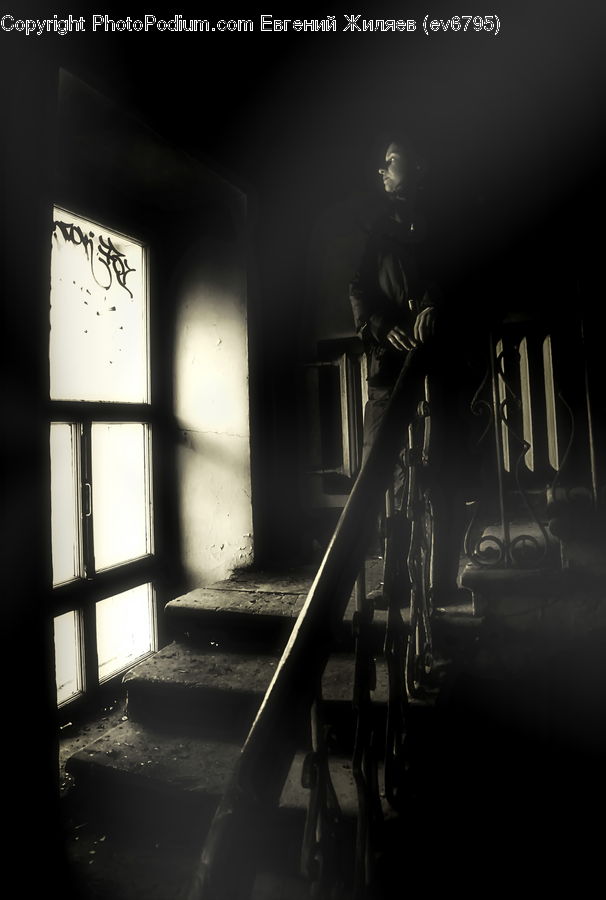 Banister, Handrail, Lighting, Factory, Alley, Alleyway, Road