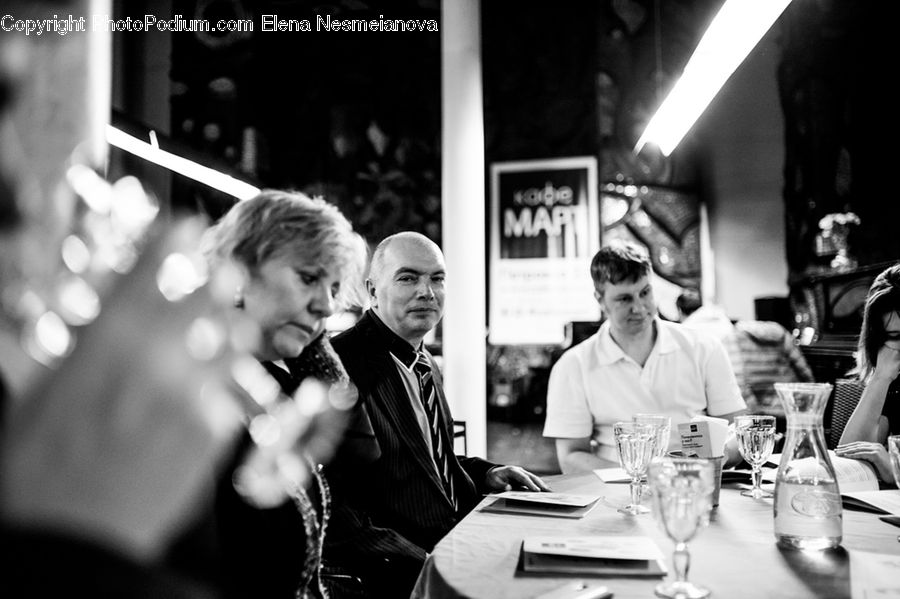 People, Person, Human, Clothing, Overcoat, Suit, Cafeteria