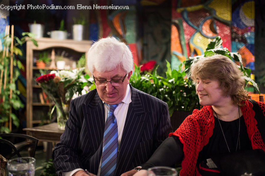 Plant, Potted Plant, People, Person, Human, Glass, Sitting