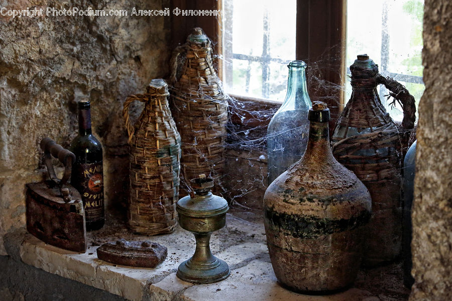 Jug, Pitcher, Water Jug, Glass, Goblet, Bottle, Brick