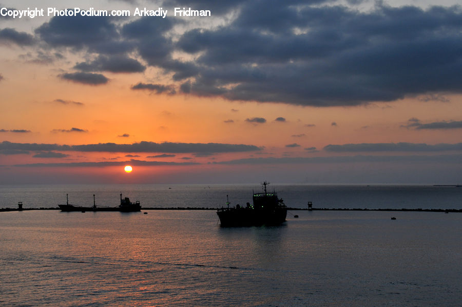 Dawn, Dusk, Red Sky, Sky, Sunrise, Sunset, Ferry