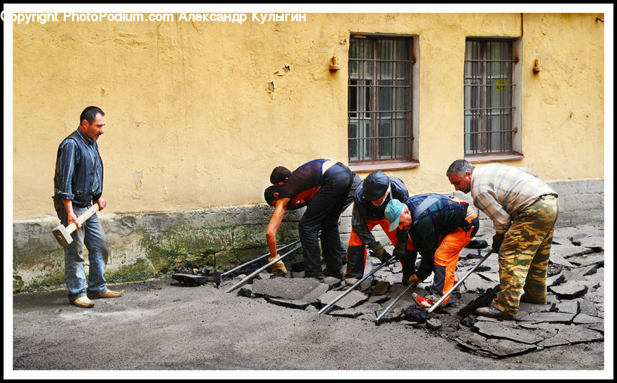 Human, People, Person, Asphalt, Tarmac, Worker, Cobblestone