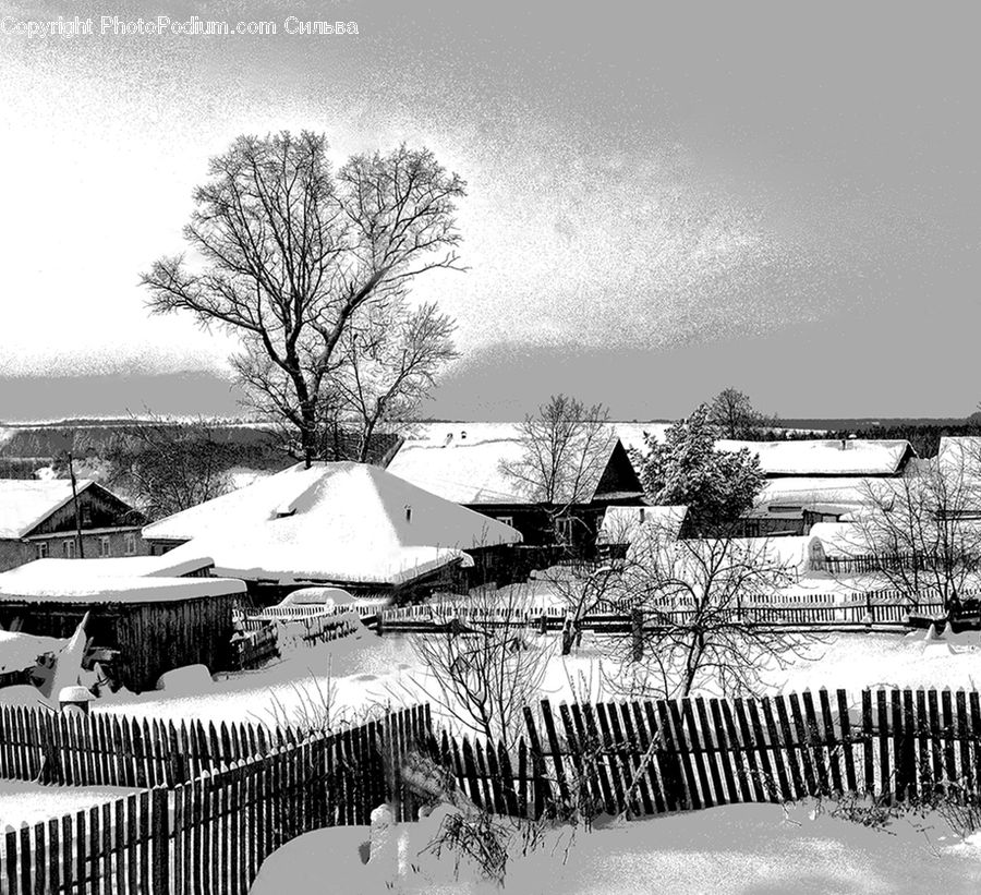 Ice, Outdoors, Snow, Building, Cottage, Housing, Downtown