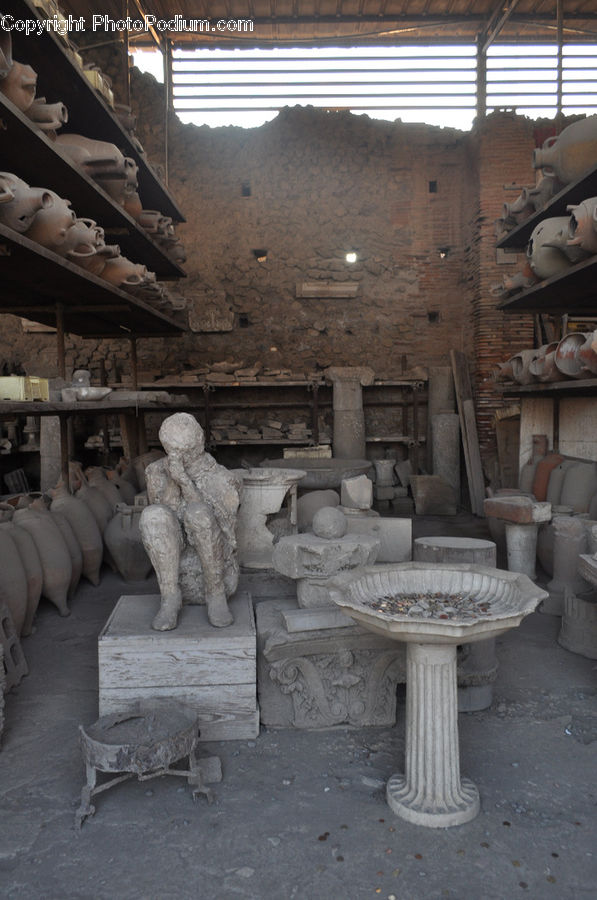 Art, Sculpture, Statue, Chair, Furniture, Warehouse, Brick