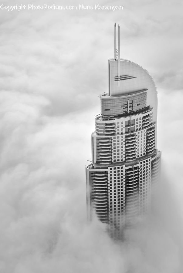 Architecture, City, Downtown, High Rise, Skyscraper, Antenna, Blizzard