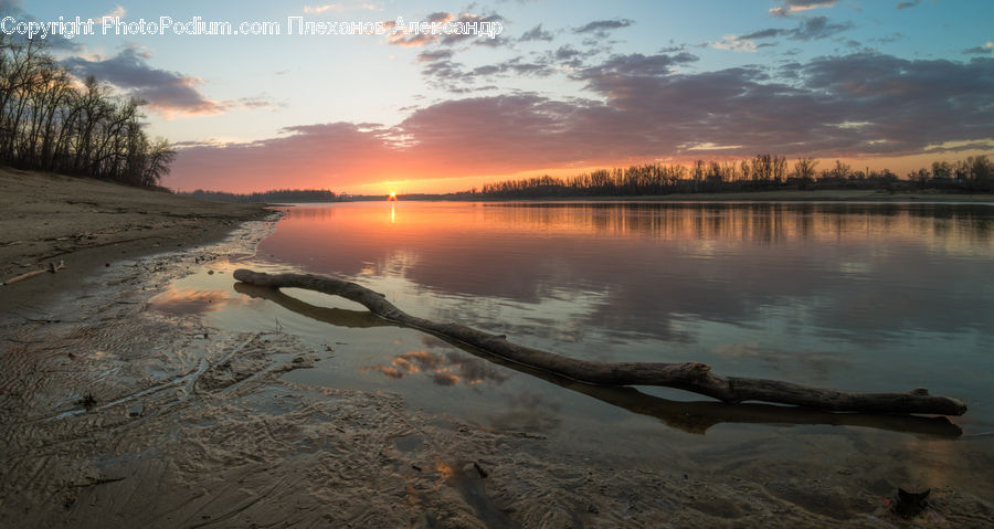 Puddle, Outdoors, Sand, Soil, Dawn, Dusk, Red Sky