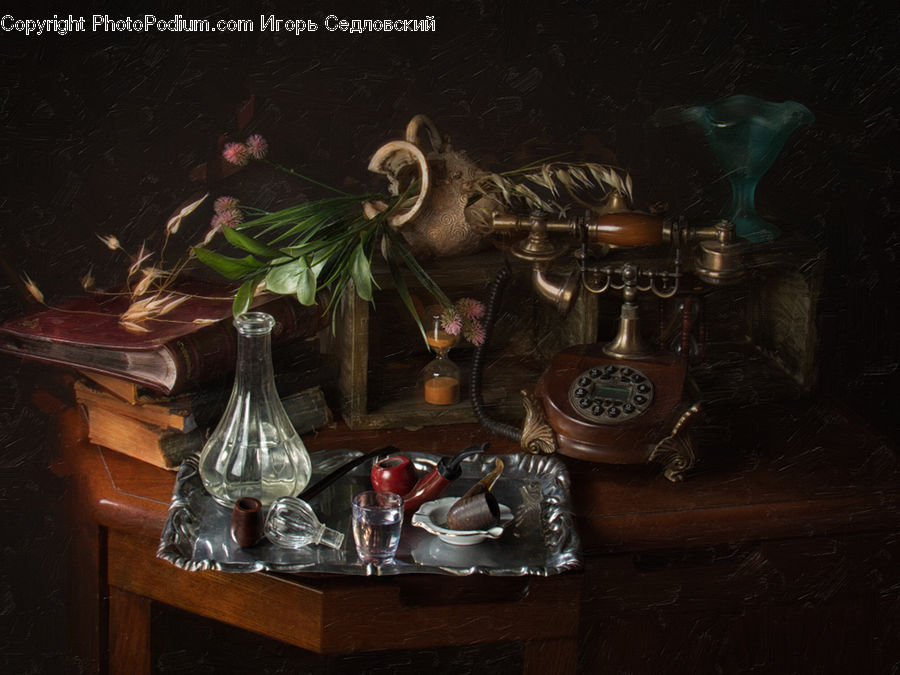 Plant, Potted Plant, Glass, Goblet, Cabinet, China Cabinet, Furniture