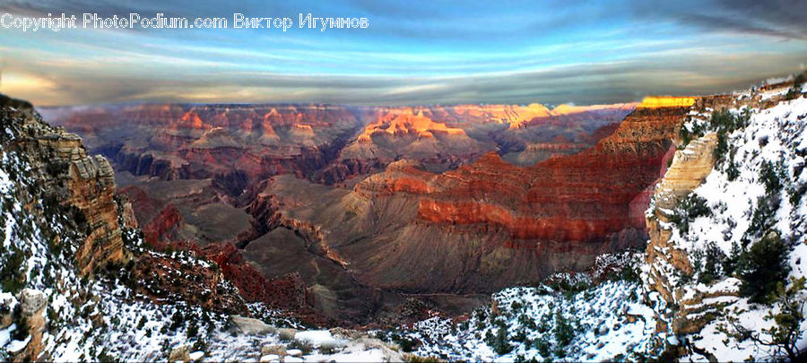 Canyon, Outdoors, Valley, Mesa, Ice, Snow, Plateau