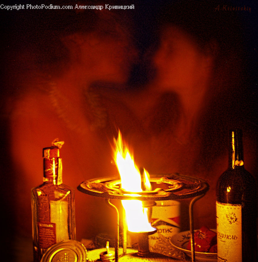 Fire, Alcohol, Beer, Beer Bottle, Beverage, Bottle, Drink