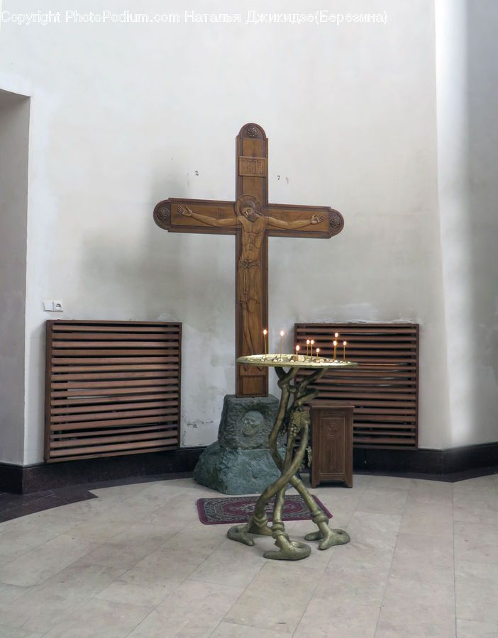 Cross, Crucifix, Art, Sculpture, Statue, Wood, Architecture