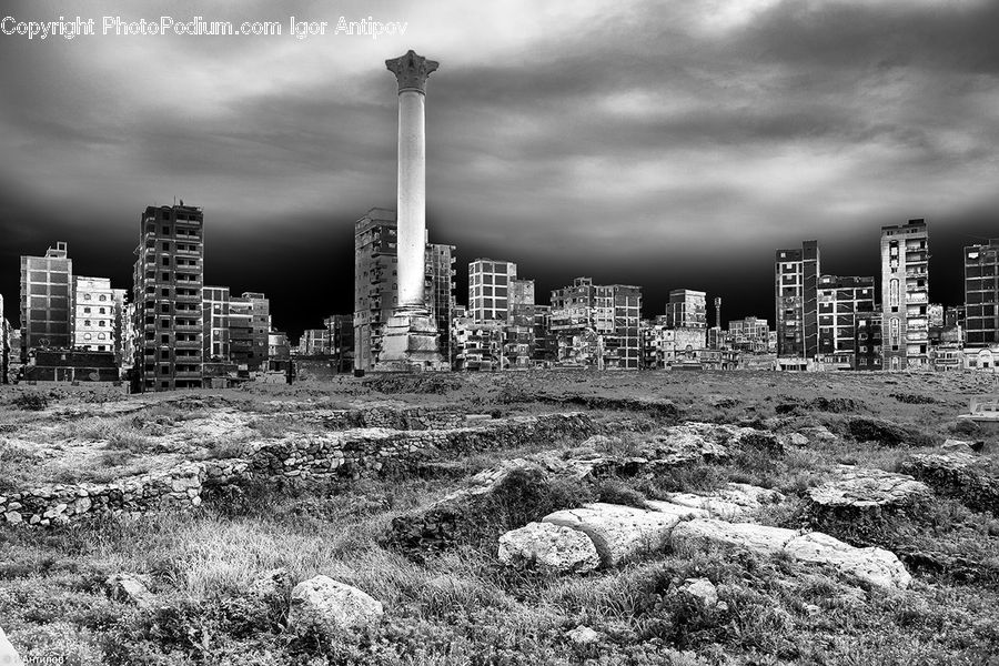 Ruins, Building, City, High Rise, Apartment Building, Downtown, Urban
