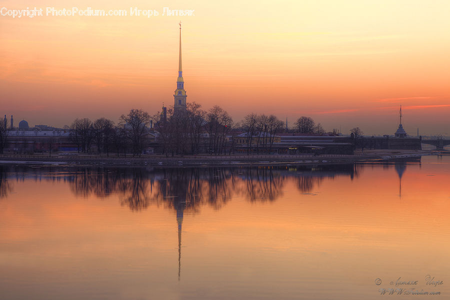 Dawn, Dusk, Sky, Sunrise, Sunset, Red Sky, Factory