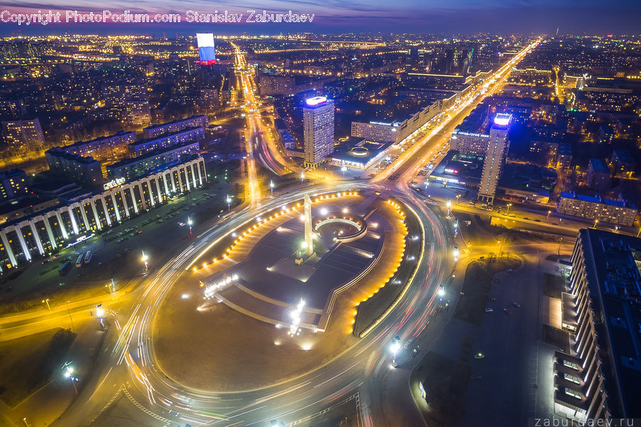 City, Downtown, Aerial View, Metropolis, Urban, Freeway, Road