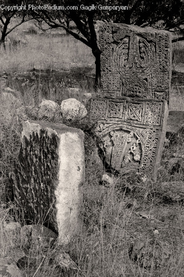 Tomb, Brick, Countryside, Outdoors, Ruins, Cross, Blossom