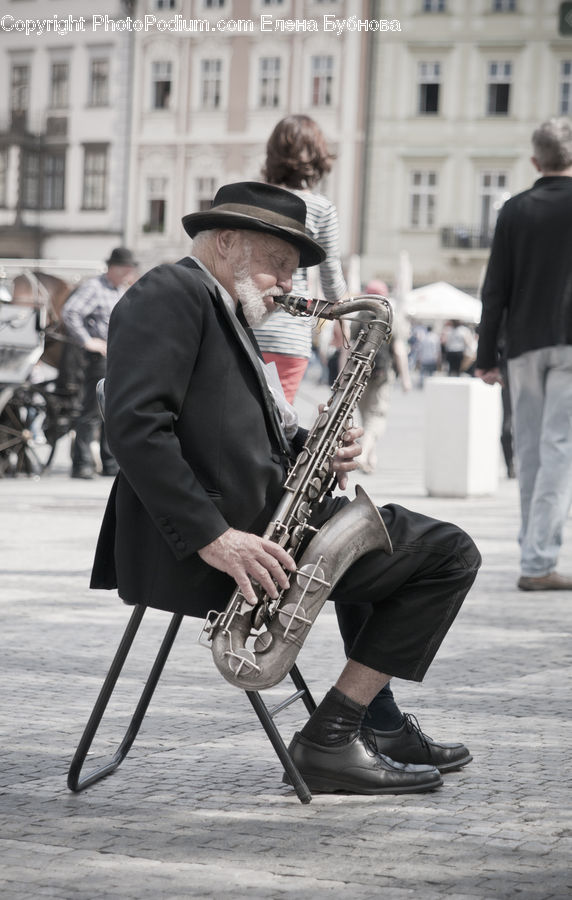 People, Person, Human, Clothing, Overcoat, Suit, Brass Section