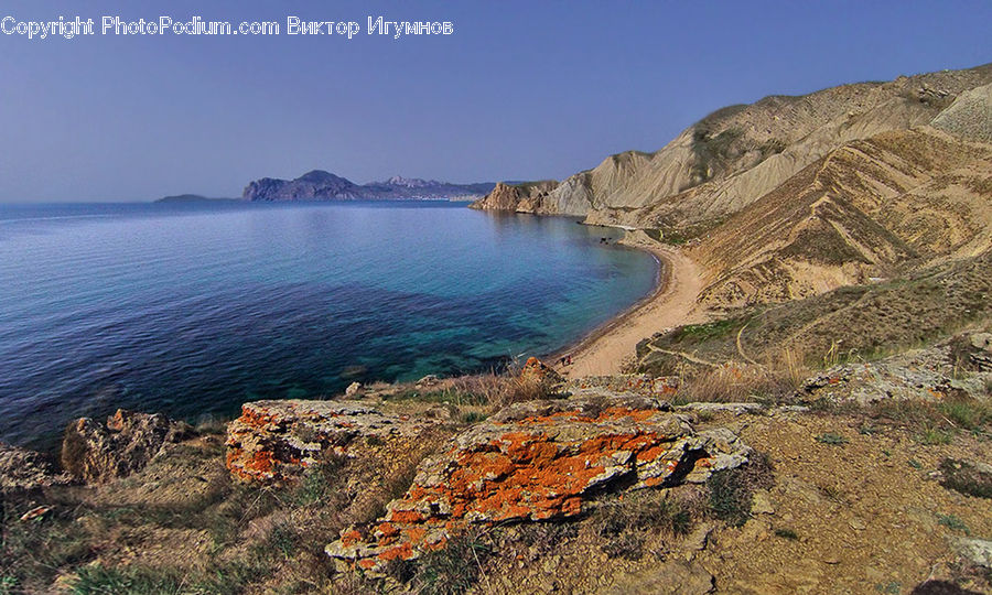 Promontory, Cliff, Outdoors, Coast, Sea, Water, Beach