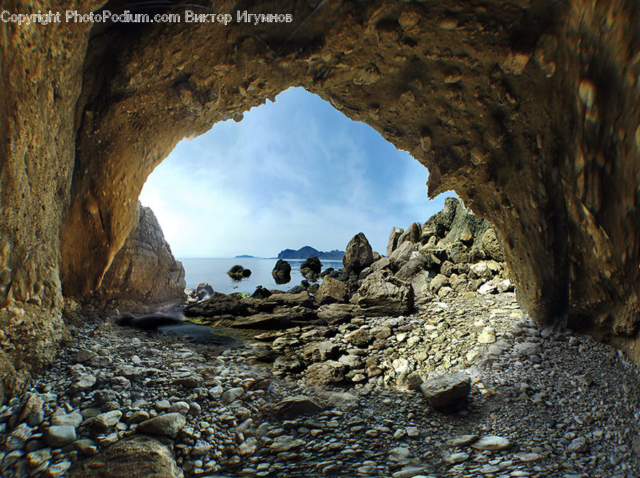 Rock, Cave, Bird, Puffin, Hole, Cobblestone, Pavement