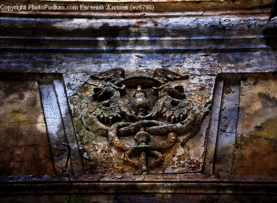 Art, Gargoyle, Statue, Emblem, Logo, Rock, Rust