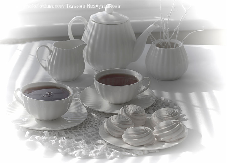 Art, Porcelain, Pottery, Cream, Creme, Dessert, Food