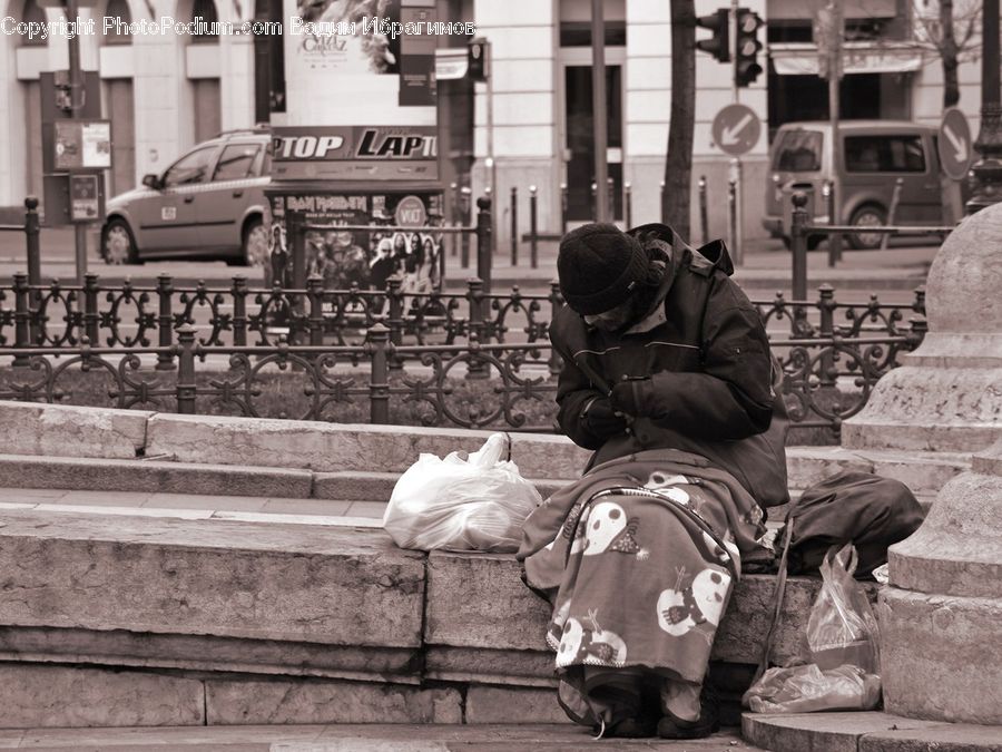 People, Person, Human, Bench, Automobile, Car, Vehicle