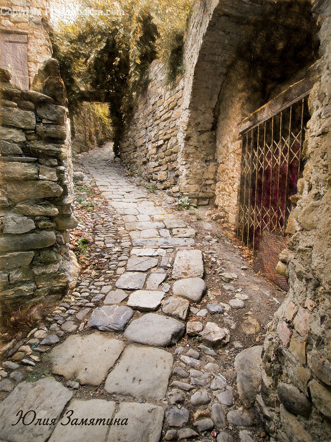 Cobblestone, Pavement, Walkway, Flagstone, Ruins, Crypt