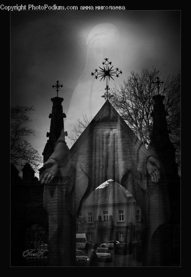 Silhouette, Building, Cottage, Housing, Art, Sculpture, Statue