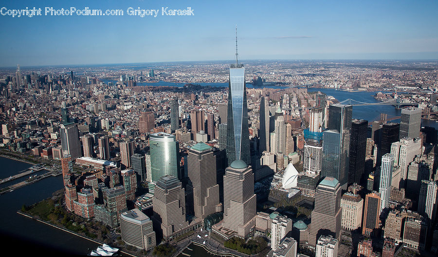 Aerial View, City, Downtown, Metropolis, Urban, Architecture, High Rise