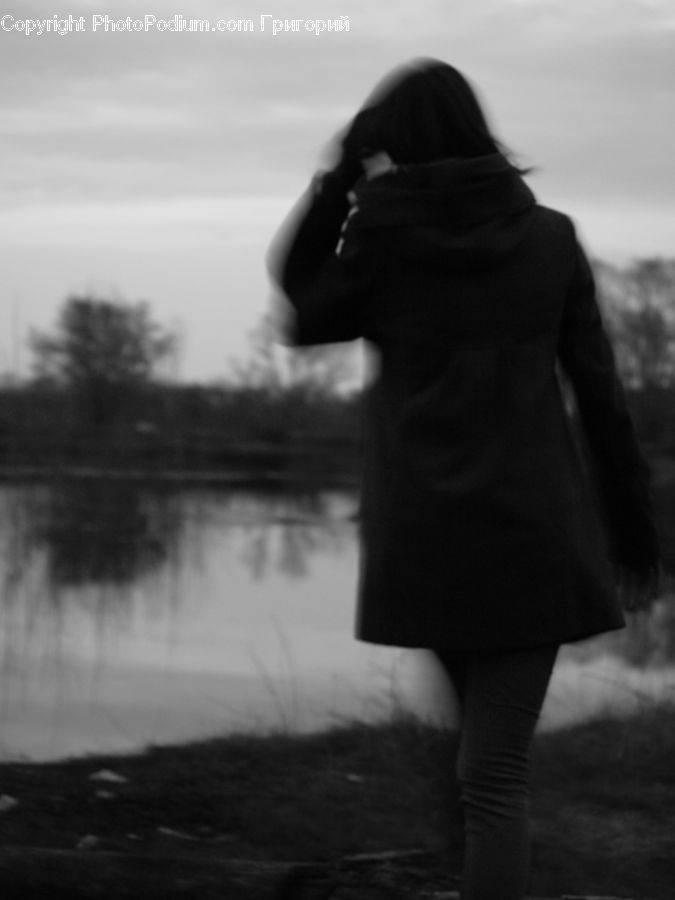 People, Person, Human, Silhouette, Coat, Overcoat, Female