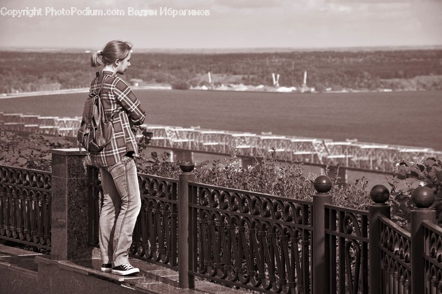 Railing, Person, Tourist, City, Downtown, Portrait, Selfie