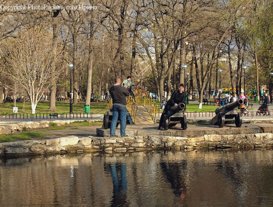 People, Person, Human, Bench, Cannon, Weaponry, Playground