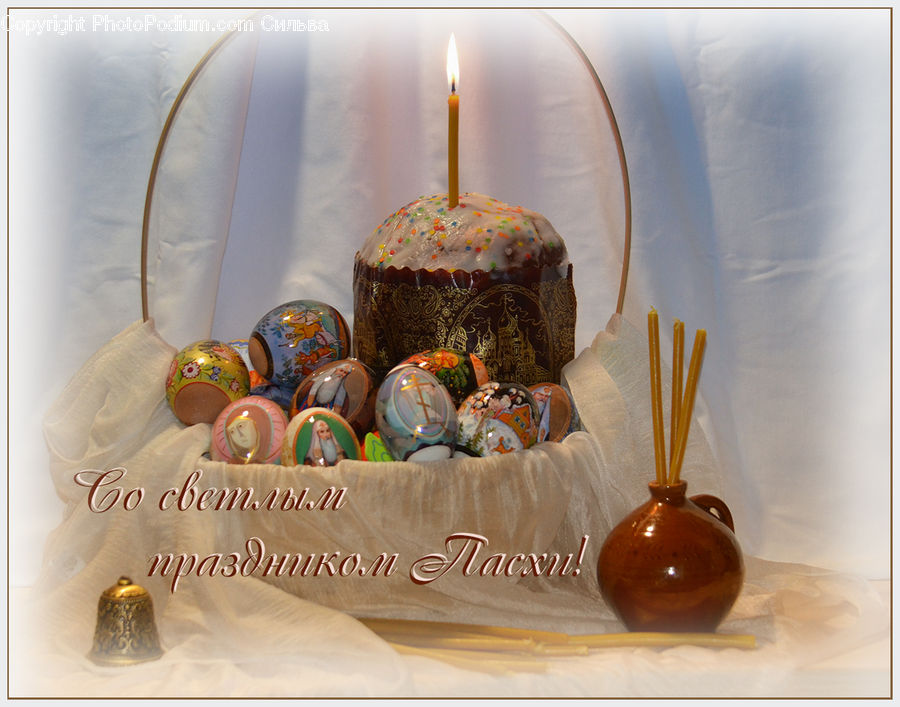 Birthday Cake, Cake, Dessert, Food, Glass, Goblet, Candle