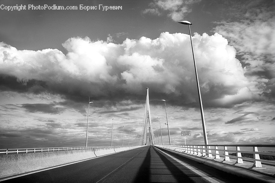 Dock, Pier, Cloud, Cumulus, Sky, Road, Bridge