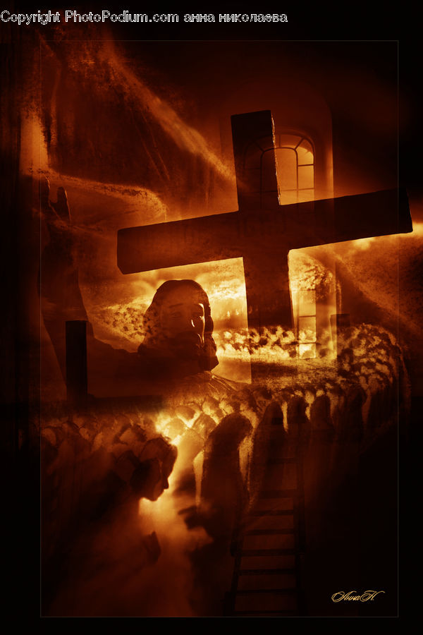 Fireplace, Hearth, Ancient Egypt, Fire, Candle, Crypt, Fence