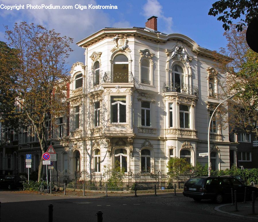 Automobile, Car, Vehicle, Building, Architecture, Mansion, House