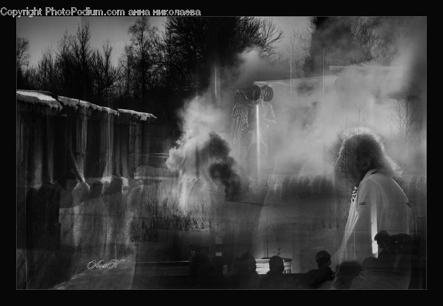 Smoke, Fog, Pollution, Smog, Person, Portrait, Selfie