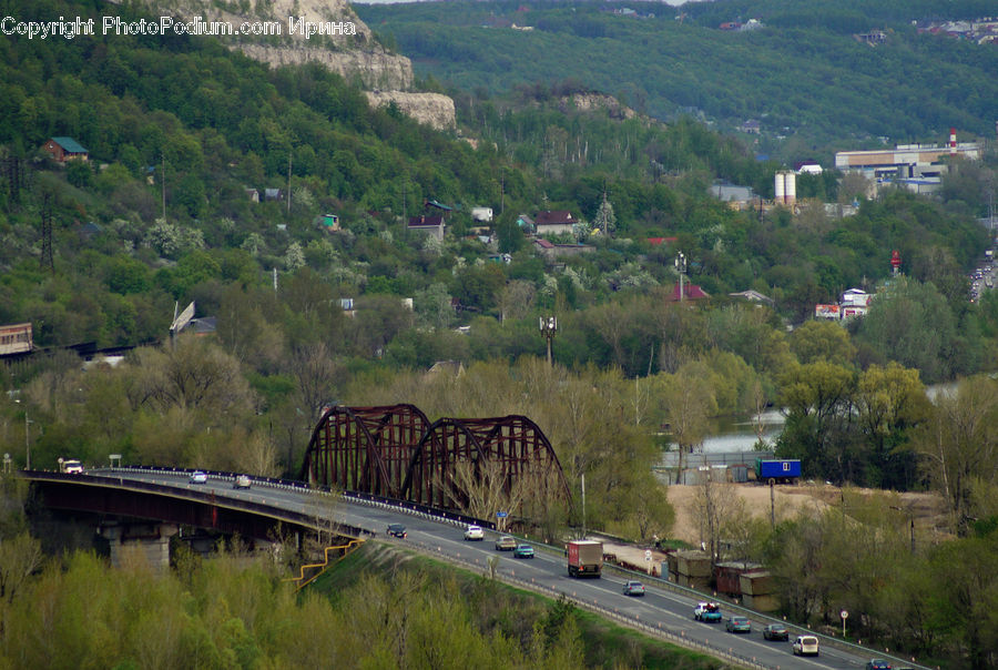 Freeway, Road, Bridge, Aerial View, Architecture, Housing, Monastery