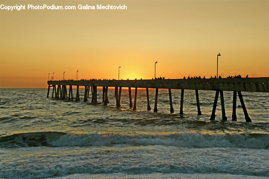 Dock, Pier, Dusk, Outdoors, Sky, Sunlight, Sunrise