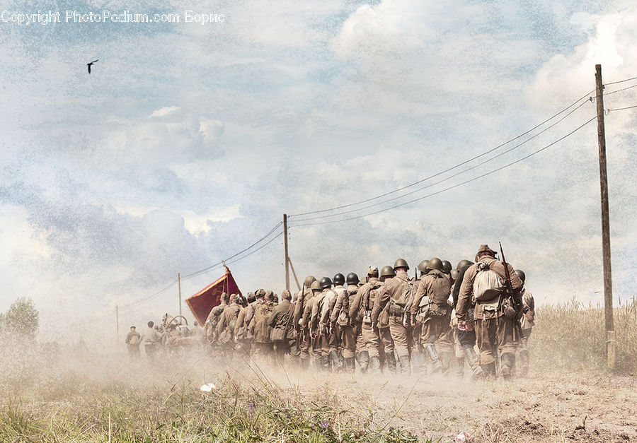 Field, Grass, Grassland, Land, Outdoors, Team, Troop