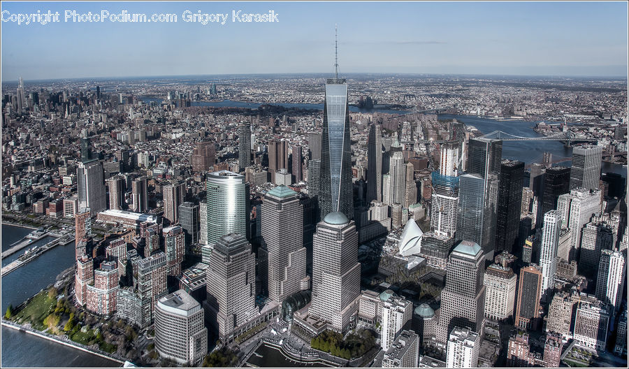 Aerial View, City, Downtown, Architecture, High Rise, Skyscraper, Urban