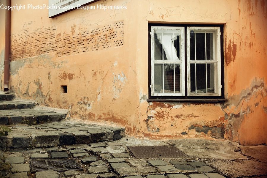 Cobblestone, Pavement, Walkway, Shutter, Window, Window Shade, Brick