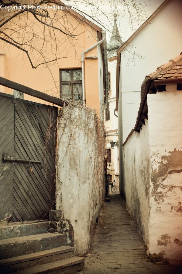 Building, Hut, Shelter, Flood, Alley, Alleyway, Road