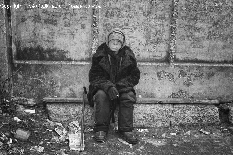 Human, People, Person, Bench, Trash, Portrait