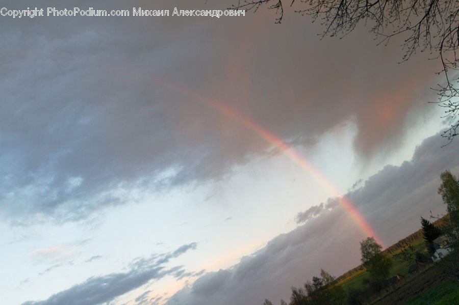 Outdoors, Rainbow, Sky, Mountain, Mountain Range, Azure Sky, Cloud