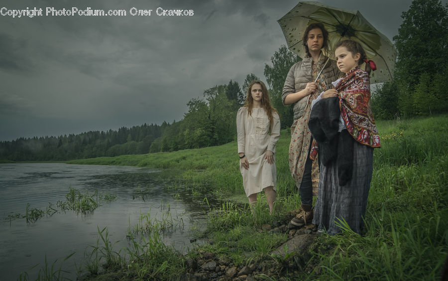 People, Person, Human, Umbrella, Scarecrow, Land, Marsh