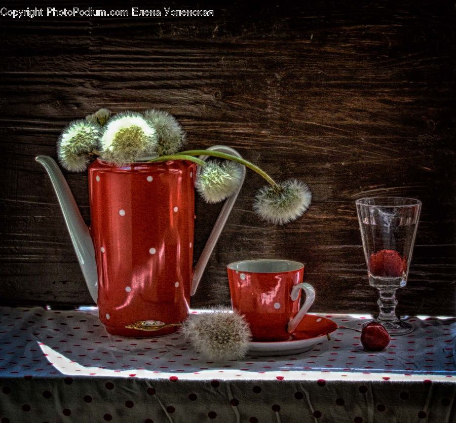 Glass, Goblet, Cup, Plant, Potted Plant, Home Decor, Linen