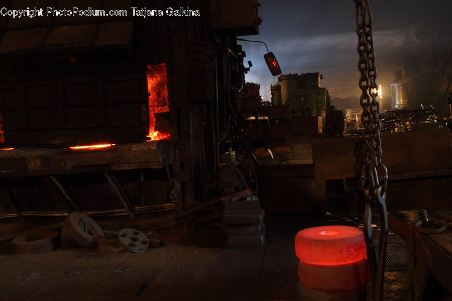 Factory, Refinery, Fire, Pot, Pottery, Lighting, Beverage