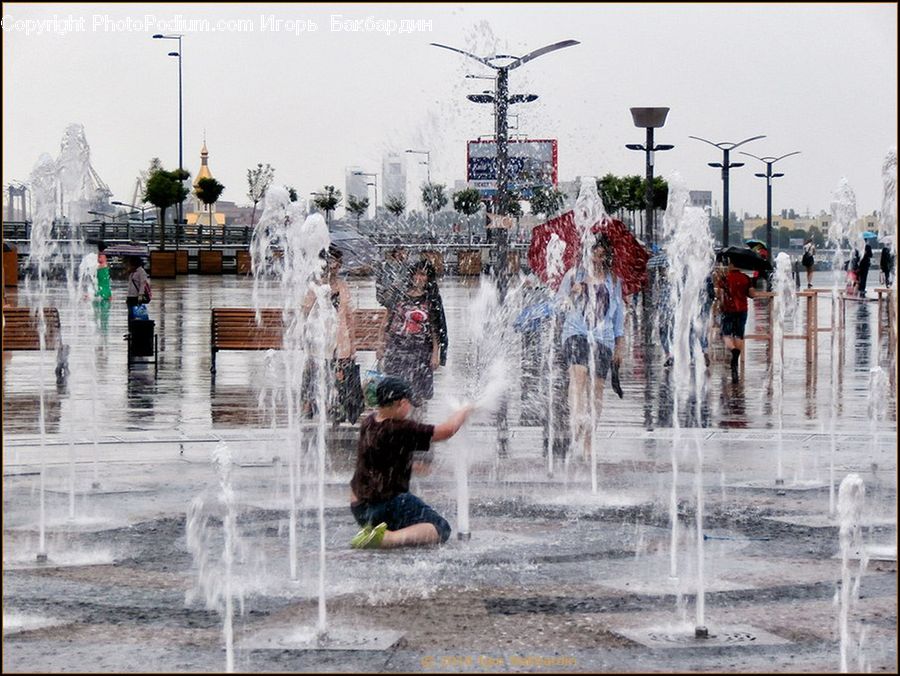 People, Person, Human, Fountain, Water